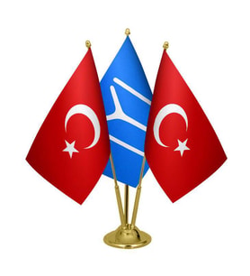 Masa Üstü Kayı Boyu Bayrağı Türk Bayrağı Üçlü Pirinç Direk Masa Bayrak Seti
