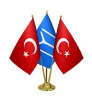 Masa Üstü Kayı Boyu Bayrağı Türk Bayrağı Üçlü Pirinç Direk Masa Bayrak Seti