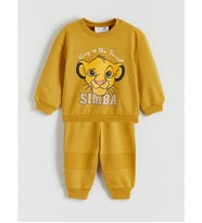 LCW baby Yeşil Aslan Kral Baskılı Erkek Bebek Sweatshirt Ve Eşofman Alt