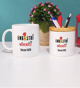 Endüstri Mühendisi Kupa Bardak Beyaz ve Kalemlik