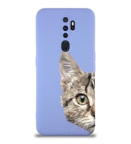 Oppo A9 2020 Uyumlu Lansman Kılıf Catface Tasarımlı İçi Kadife Kapak-Lila (Şeffaf)