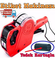 8 Haneli Fiyat Etiket Makinası + Yedek Kartuşlu Etiket Basma Makinesi 1.KALİTE ETİKETLEME MAKİNASI