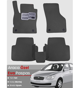 HYUNDAİ ACCENT ERA (2005-2011) Uyumlu EVA Paspas Tam Set–Araca Özel,Kolay Montaj,Su Geçirmez