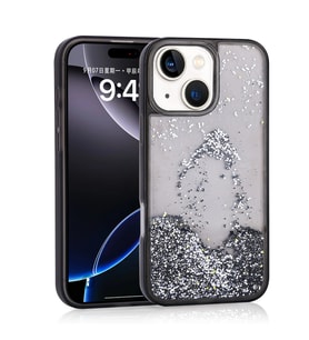 Apple iPhone 15 Kılıf Sıvılı Simli Şeffaf Arka Yüzey Zore Keto Silikon Kapak