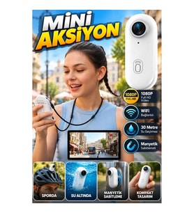 1080P Mini Aksiyon Kamerası – WiFi Bağlantılı, 30 Metre Su Geçirmez, Manyetik Sabitlemeli