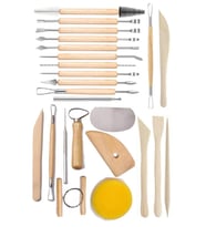 Seramik ve Çömlek Şekillendirme Seti Ebeşuar 24 Parça 1 Paket Kil Modelaj Modelleme Heykel Şekillendirici Hobi Sanatsal (Naturel)