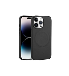 Apple iPhone 14 Pro Max Uyumlu Kılıf PU Deri M-safe Wireless Şarj Özellikli Zore Derix Kapak (Siyah)