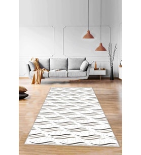 Bej Spor Kaymaz Tabanlı Makinede Yıkanabilir Halı RUZ07 - 100 x 160 cm
