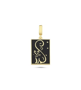 Mineli Kedicik Altın Kaplama Kolye Ucu UC8 (Gold)