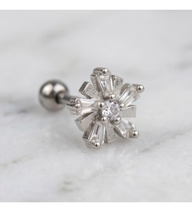FerizZ 316L Çelik Zirkon Taşlı Çiçek Piercing PRC-176
