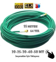 15 Metre 64 Tel Rg6/u4 Gold Uçlu Anten Kablosu 3D 4K Fullhd 1080 Tak Kullan - Yeşil