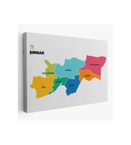 Şırnak İli ve İlçeler Haritası  Dekoratif Kanvas Tablo 1460