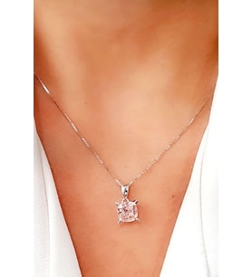 Sky Diamond Pink Morganit Taşlı 925 ayar Gümüş Lüks Kolye