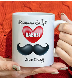 BK Gift Kişiye Özel Dünyanın En İyi Babası Tasarımlı Beyaz Kupa Bardak, Doğum Günü Hediyesi