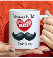 BK Gift Kişiye Özel Dünyanın En İyi Babası Tasarımlı Beyaz Kupa Bardak, Doğum Günü Hediyesi