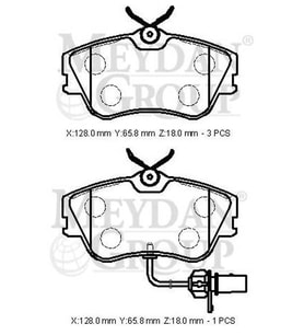 VOLKSWAGEN TRANSPORTER- T4- 02/03; ÖN FREN BALATASI 1,9/2.4/2,5 (1 KABLOLU)(DİSK)128X65,8X18)BRAMAX)