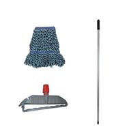 Cod-Ex Geniş Yedek Islak Mop Paspas Takımı - 25 Cm. 500 Gr. Islak Mop + Mop Tutucu + Metal Vidalı Sap