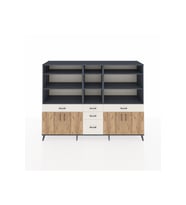 Hyperion Dolap 11 Raflı 5 Çekmeceli 4 Kapaklı 220x44x163 Antrasit-Çam/Aytaşı