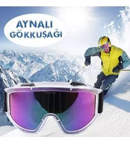 Kayak Gözlüğü Aynalı Gökkuşağı Ventilli Güneş Kar Koruyucu Gözlük UV Korumalı Snowboard Glasses Gözlük