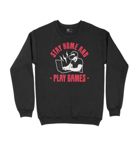 Kırmızı Stay Home Play Game Siyah Sweatshirt