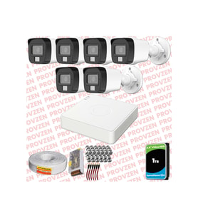 Provzen Hikvision 6 Kamera Hibrit ColorVu Full HD Güvenlik Kamera Olay Anında bildirim