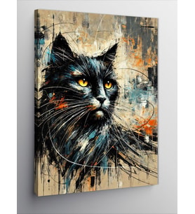 Kanvas Tablo Siyah Kedi Portresi