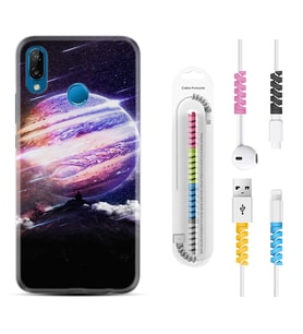 Huawei P20 Lite Mate 10 20 Lite Pro P40 Lite KılıfKablo Koruma Spiral Silikon Super Planet 1797