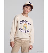 LCW Kids Bej Real Madrid Baskılı Erkek Çocuk Kalın Sweatshirt