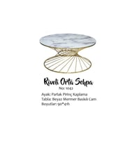Brc 17550 Orta Sehpa Rivoli Beyaz mermer Cam Metal Gold renk Kaplama Ayak El Yapı
