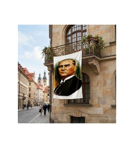 Mustafa K. Atatürk Portresi Poster Bayrak Premium Raşel Kumaş ATA12