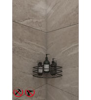 Siyah Yapışkanlı Tek Katlı Köşe Banyo Şampuanlık, Banyo Rafı EK01.S ( 1 Adet )