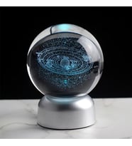 Gezegen Temalı 3D Renkli Işıklı Cam Küre