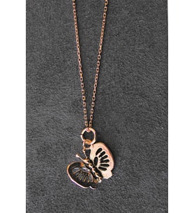 Bella Gloria Kelebek Rose Gümüş Kolye (TGK0299)