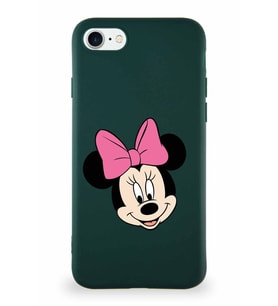 Apple iPhone SE 2020 Soft Premier Kapak Minnie Mouse-C Tasarımlı Silikon Kılıf - Yeşil (Şeffaf)