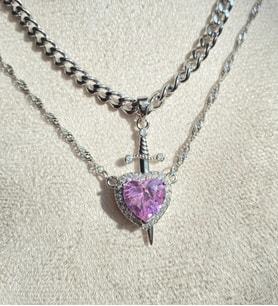 Kalpli Birleşik Kadın Zirkon Kolye Çelik