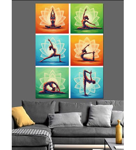 Yoga Pozları Sağlıklı Yaşam Dekoratif Kanvas - Mdf Ahşap Tablo