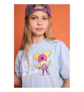 Defacto Super 1 Takım Oversize Mavi Kız Çocuk T-Shirt H7952A8/BE415