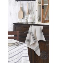 Naturel-Siyah Çizgi Desenli Mutfak Peçetesi-Kurulama Bezi (Natural)