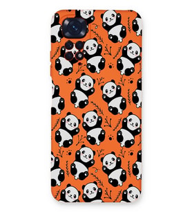 Xiaomi Redmi Note 11 Uyumlu Lansman Kılıf Panda Tasarımlı İçi Kadife Kapak-Turuncu (Şeffaf)