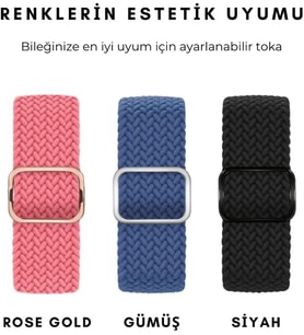 Örgü Kordon, Apple Watch Series 11,10,9,8,7,6,5,3,SE,SE2,SE3 ile Uyumlu, Ayarlanabilir, 42mm/41mm/40mm/38mm ve 46mm/45mm/44mm/49mm