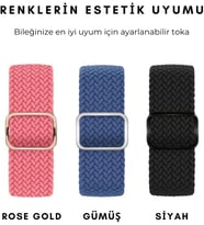 Örgü Kordon, Apple Watch Series 11,10,9,8,7,6,5,3,SE,SE2,SE3 ile Uyumlu, Ayarlanabilir, 42mm/41mm/40mm/38mm ve 46mm/45mm/44mm/49mm
