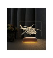 3D Helikopter Led Masa Lambası, Doğum Günü Hediyesi, Havalı Dekorasyon (Krem)