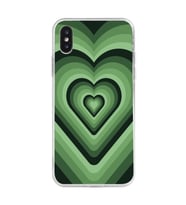 Iphone X ve XS Uyumlu Yeşil Kalp Tasarımlı Şeffaf Telefon Kılıfı