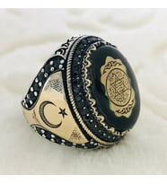 Mührü Süleyman İşlemeli 925 Ayar Gümüş Erkek Yüzük