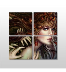 Anime Kadın Kanvas Tablo 70x70cm (Karışık)
