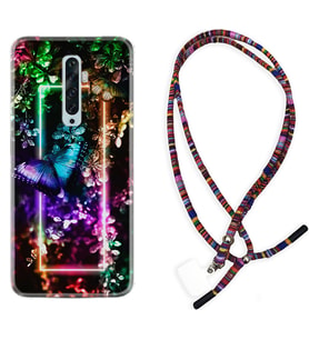 Oppo Reno 2Z 4 Lite 4 Pro 5 6 7 A31 Kılıf Boyun Asklı Rasta Silikon Butterfly Neon 1684