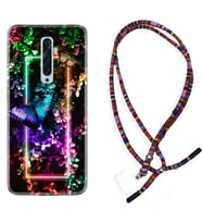 Oppo Reno 2Z 4 Lite 4 Pro 5 6 7 A31 Kılıf Boyun Asklı Rasta Silikon Butterfly Neon 1684