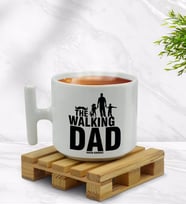 BK Gift Kişiye Özel Walking Dad Tasarımlı T Kulplu Beyaz Middle Kupa Bardak-2