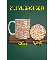 Yılbaşı Temalı Kupa ve Bardak Altlığı Seti