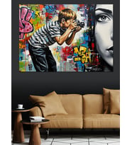 Pop Art Graffiti Sanatı Kadın Dekoratif Kanvas - Mdf Ahşap Tablo